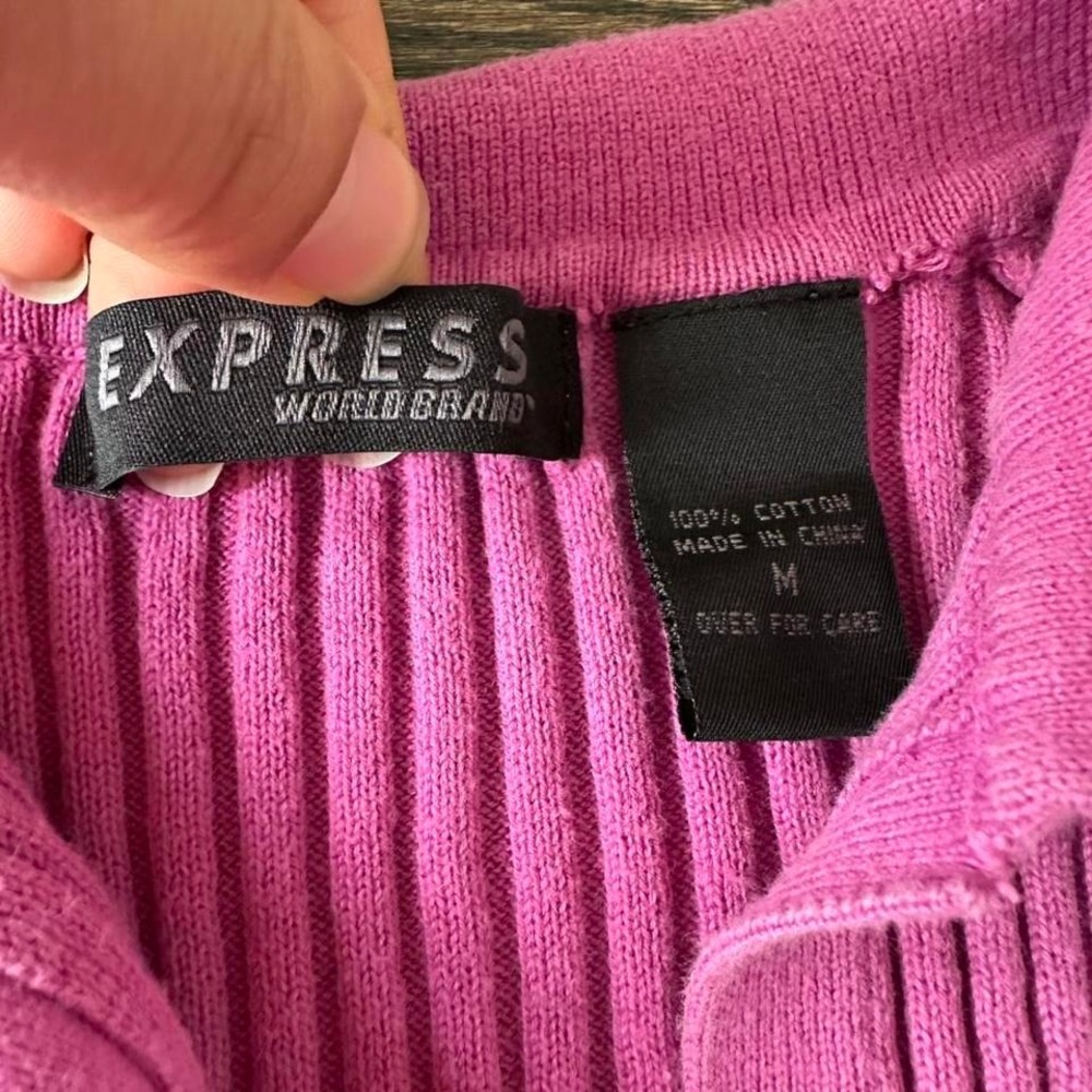 Vintage Express magenta button up sweater - Picture 2 of 4
